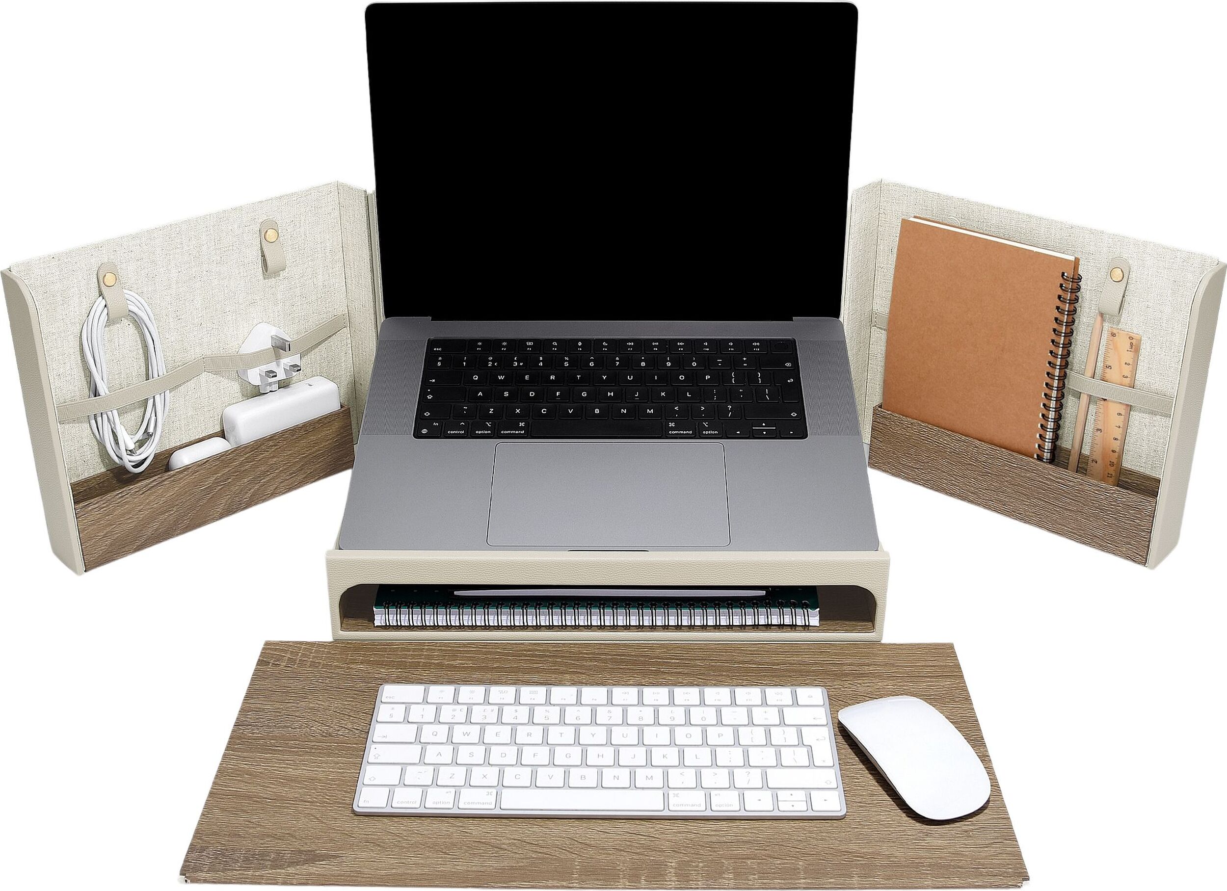 Organizer na biurko Stackers jasnobeżowy lniany składany