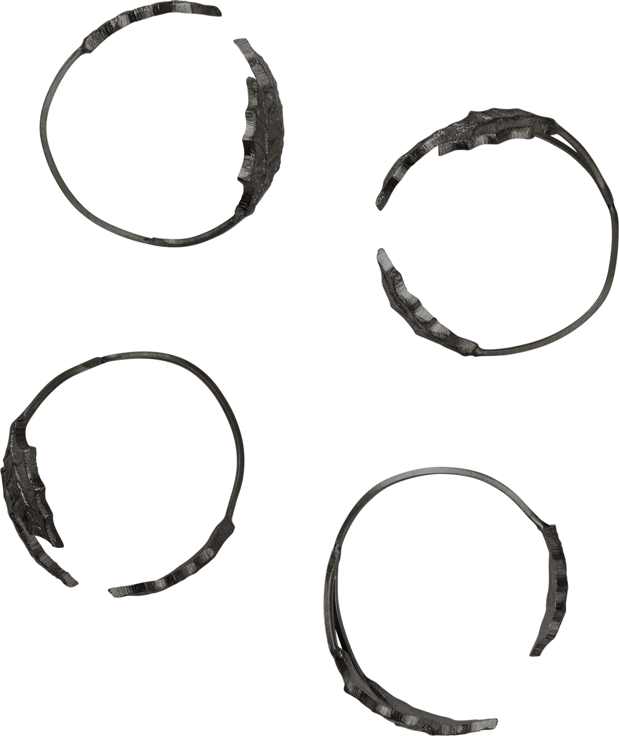 Obrączki na serwetki Holly Leaf czarny mosiądz 4 szt.