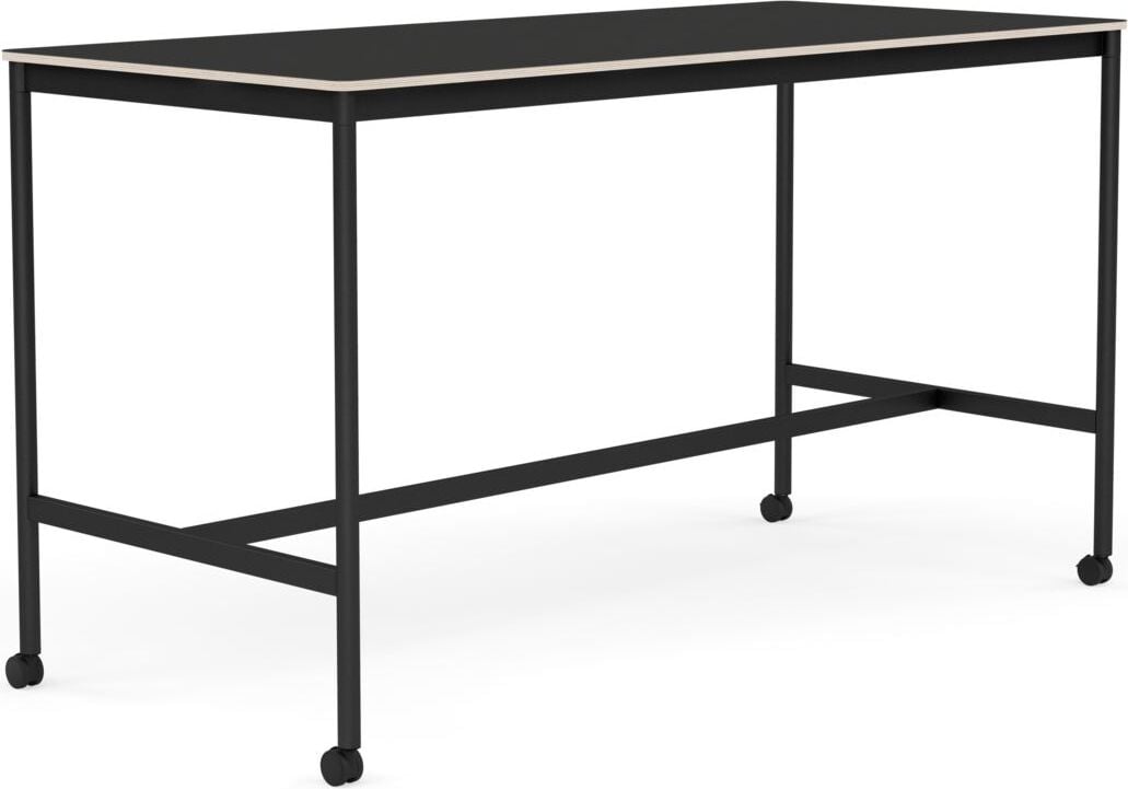 Stół na kółkach Base 85 x 190 x 105 cm czarny nanolaminat nogi czarne