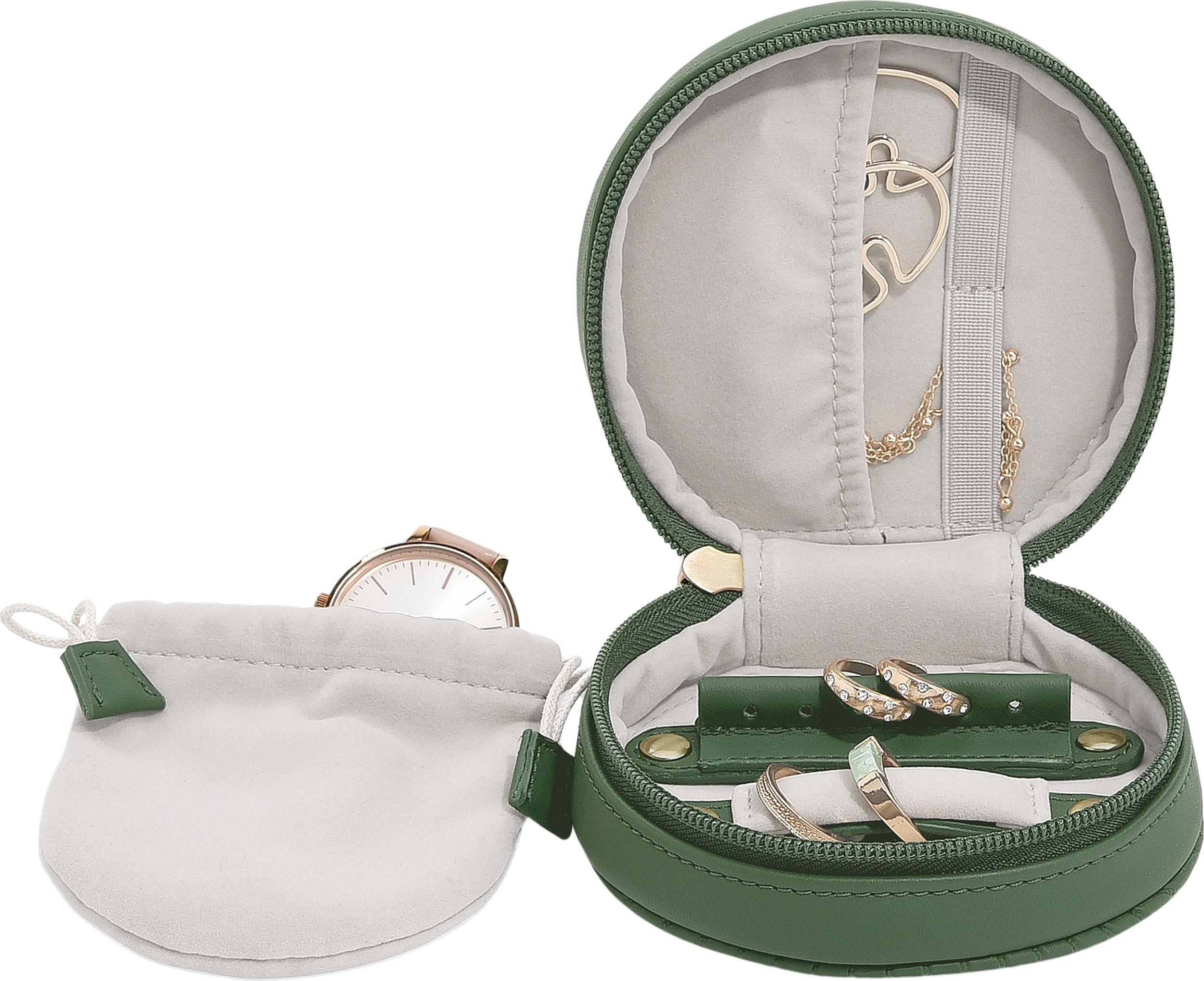 Pudełko podróżne na biżuterię Stackers okrągłe szmaragdowe