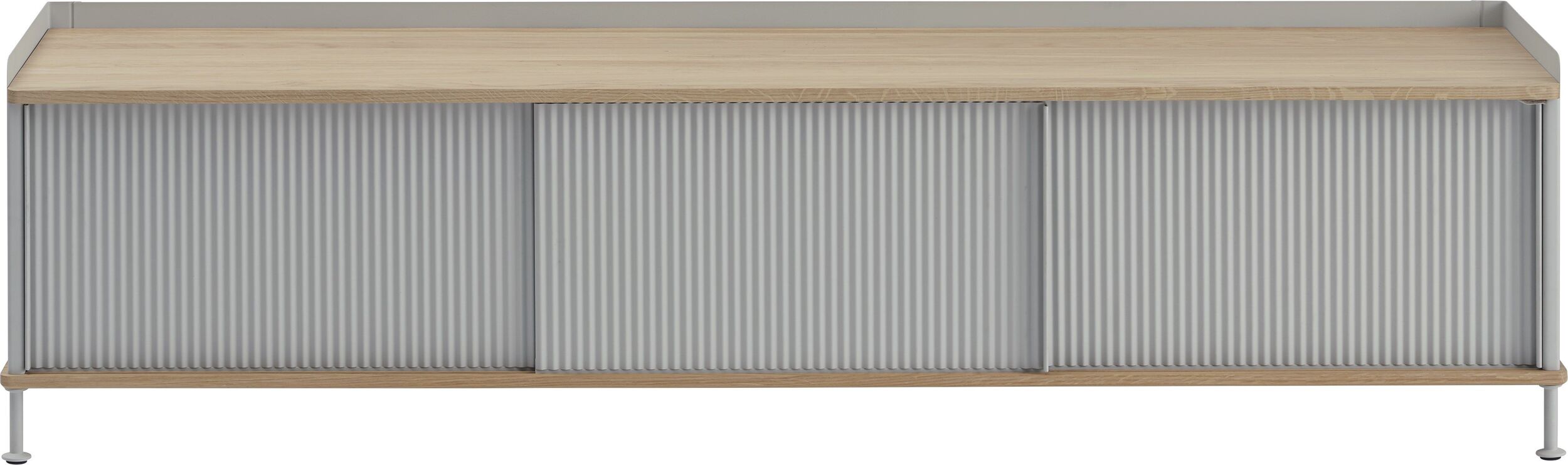 Szafka Enfold 186 cm szara z dębowym blatem