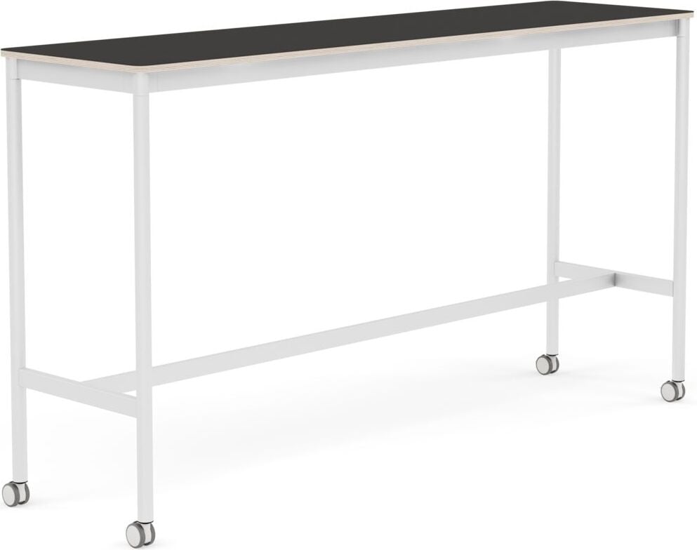 Stół na kółkach Base 50 x 190 x 105 cm czarny linoleum nogi białe