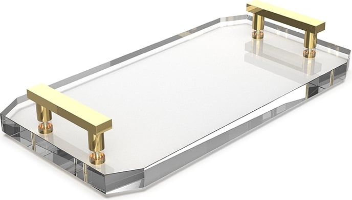 Taca łazienkowa Kristall przezroczysta ze złotymi uchwytami