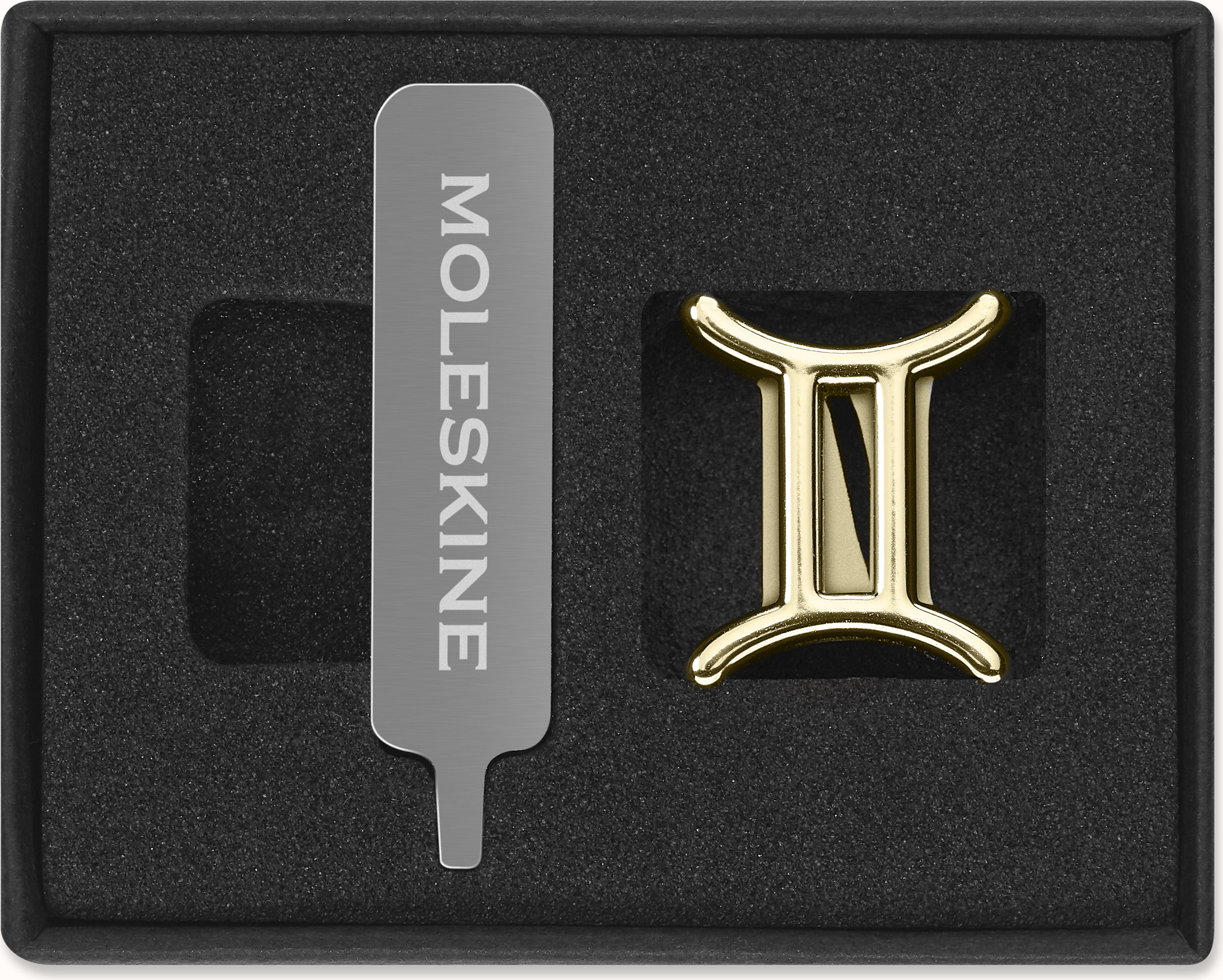 Przypinka na notes Moleskine zodiak bliźnięta złota