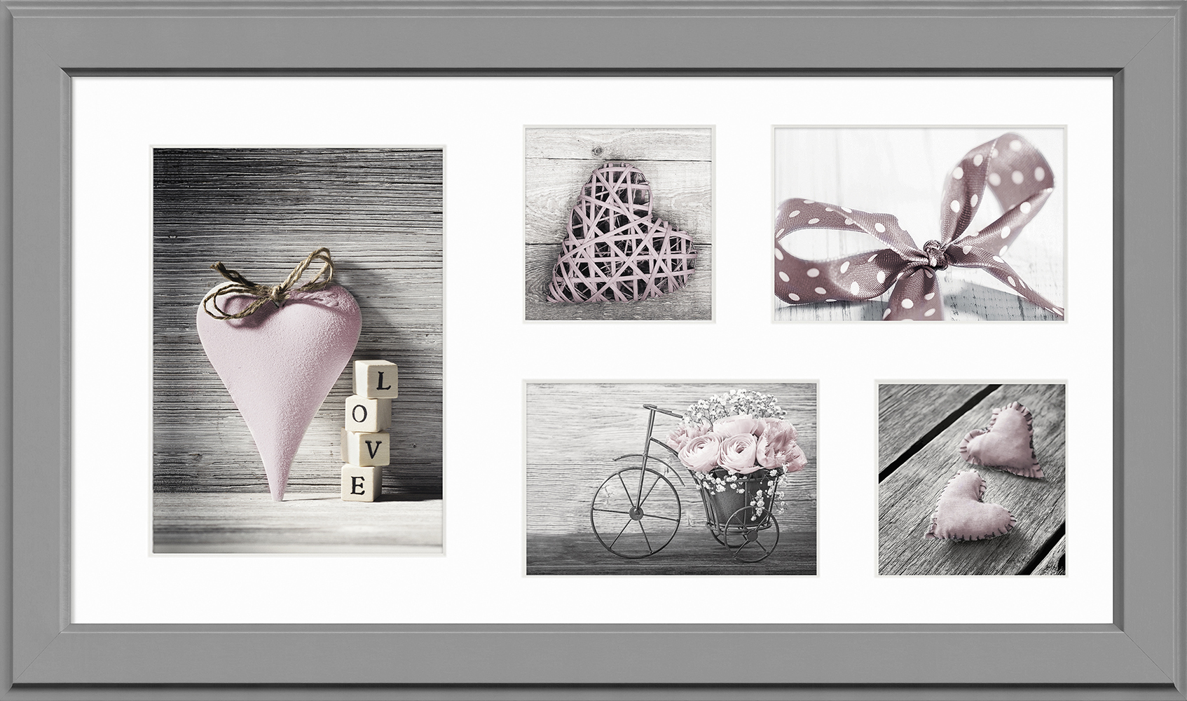 Ramka na 5 zdjęć Malmo 27 x 51 cm szara