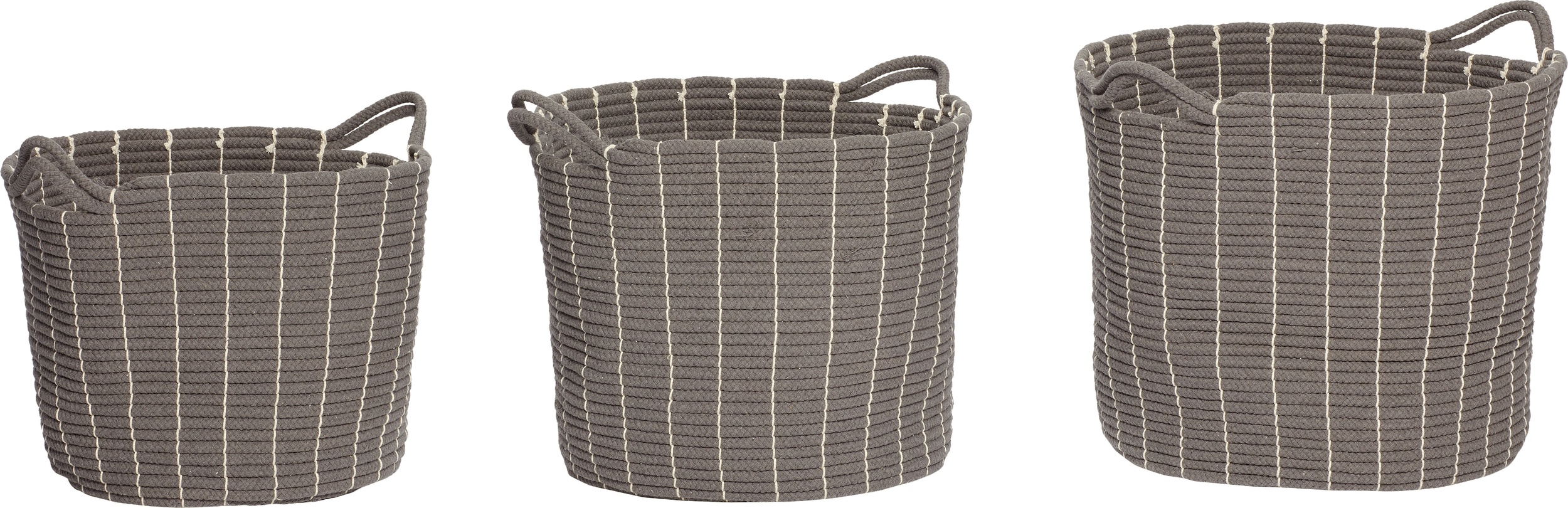 Koszyk Hübsch szary bawełniany z uchwytem 3 szt.