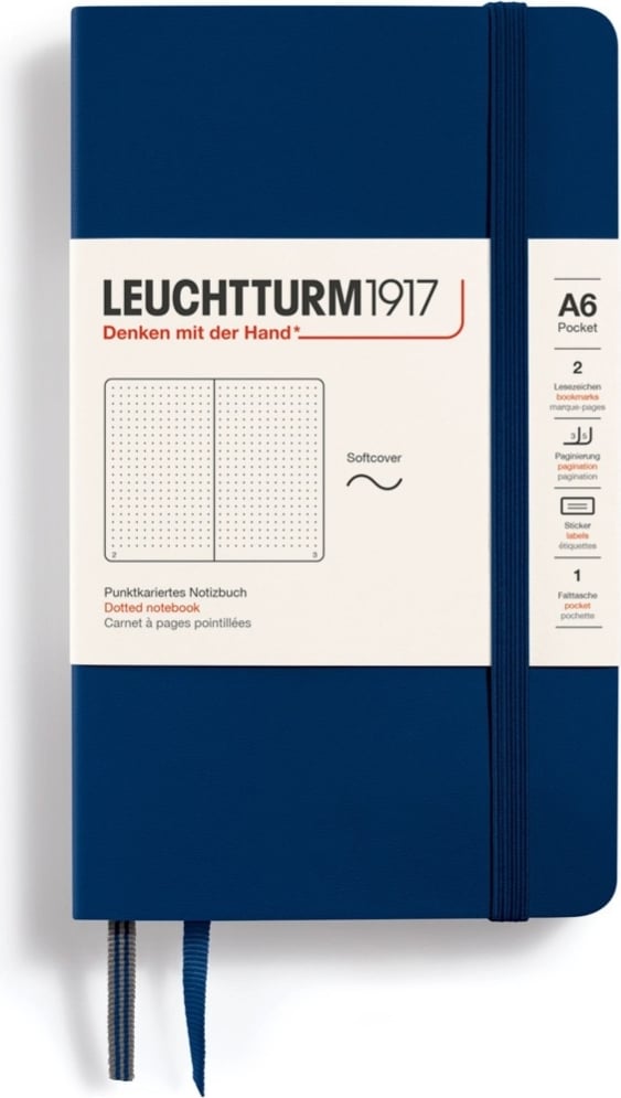 Notes w kropki w miękkiej oprawie Leuchtturm 1917 A6 123 strony granatowy 80 g/m²