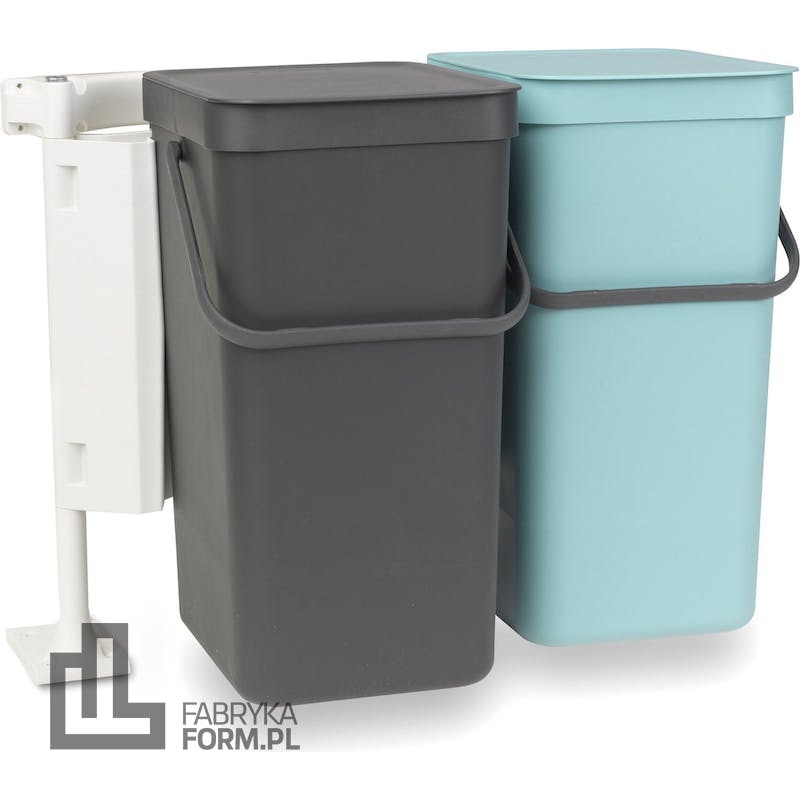 Kosz do segregacji odpadów Sort & Go 2 x 16 l szary i miętowy podwójny szafkowy