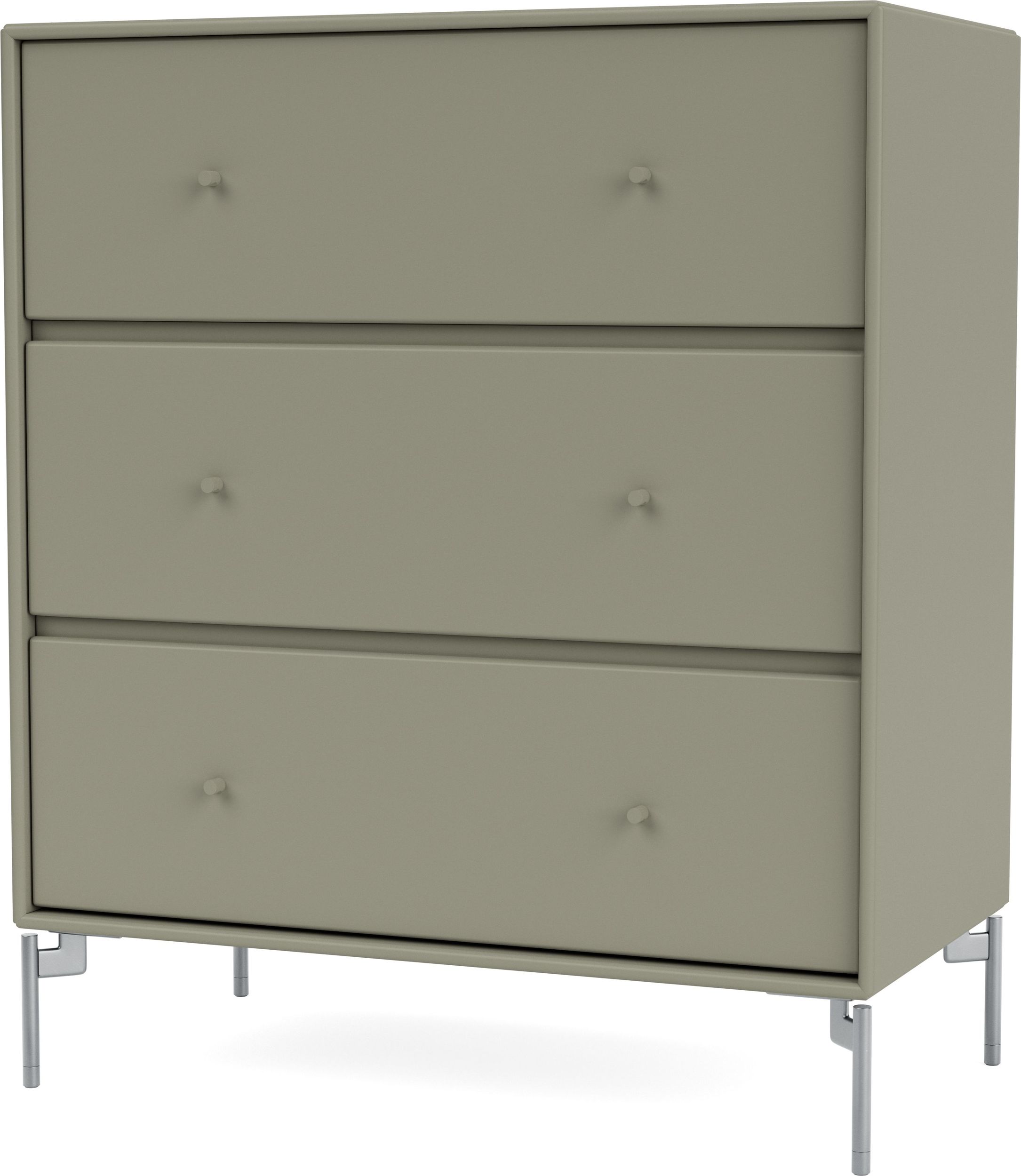 Komoda Carry brązowozielona na chromowanych nogach