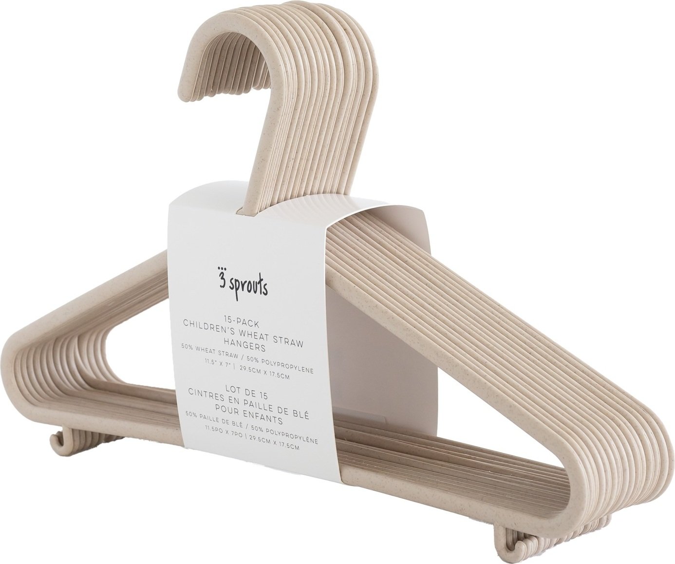 Wieszaki na ubrania dziecięce 3 Sprouts Eko beżowe 15 szt.