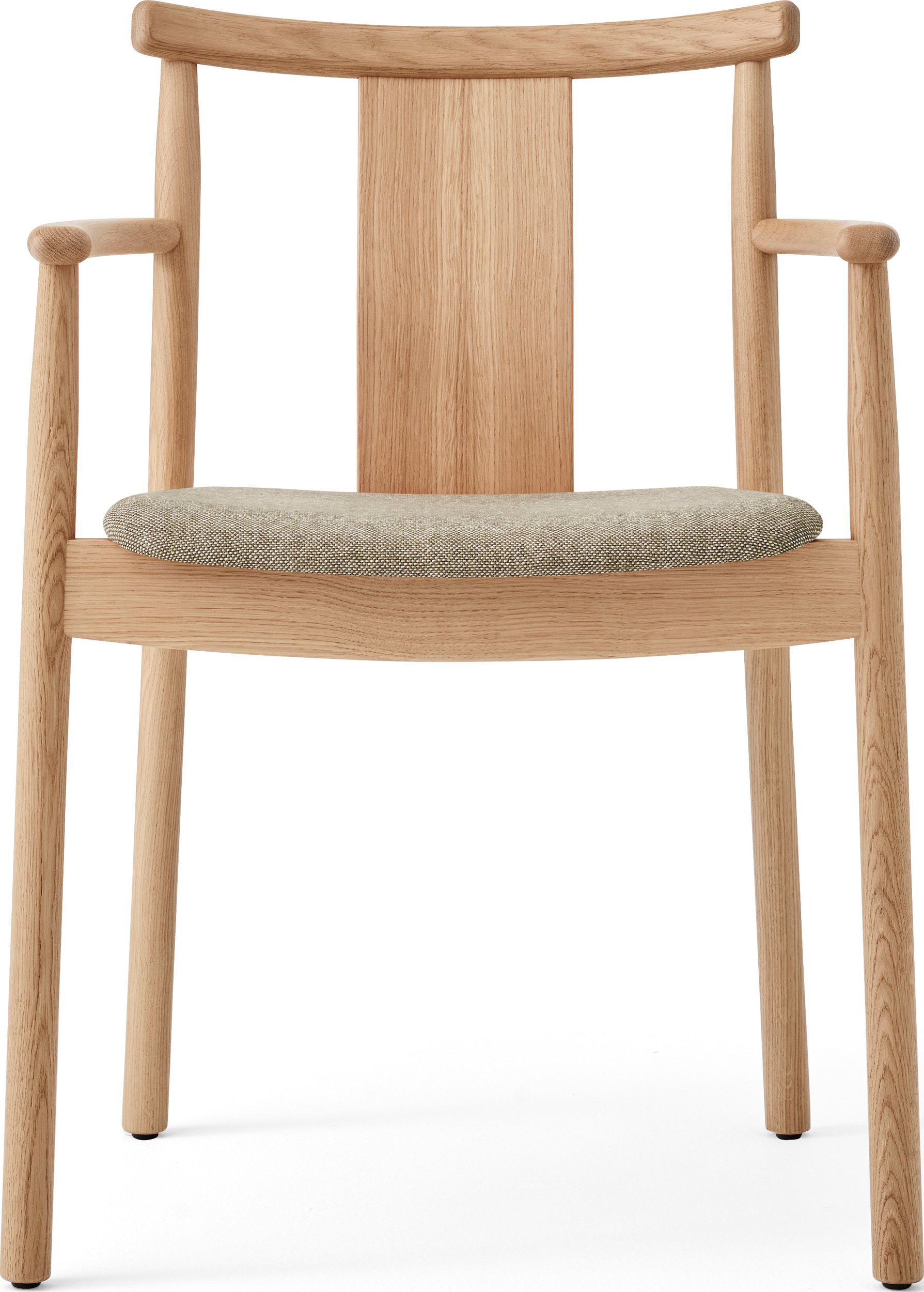 Krzesło Merkur szarobeżowe dąb naturalny z podłokietnikami z tapicerowanym siedziskiem