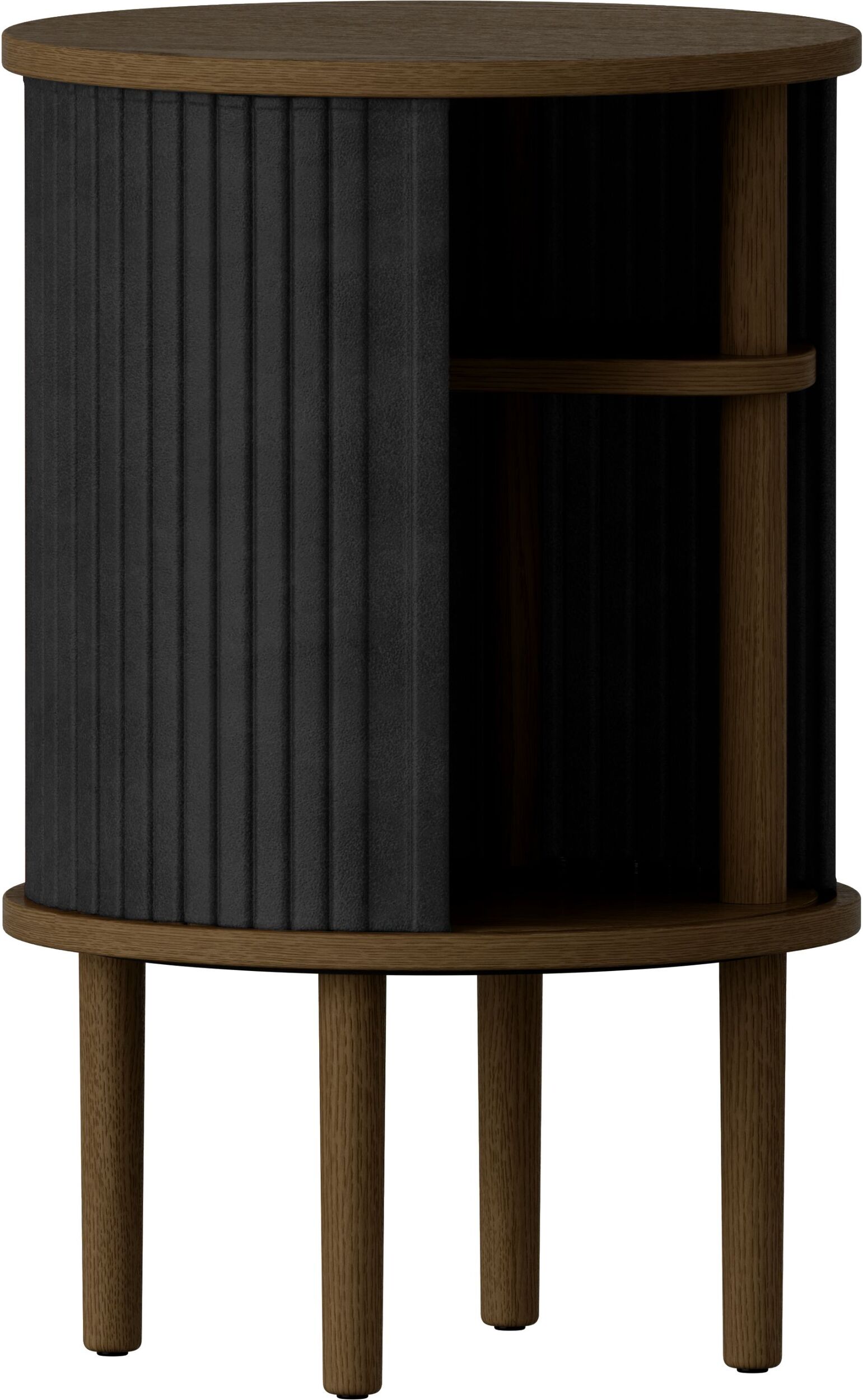 Szafka nocna Audacious w kolorze węgla na ciemnych dębowych nogach