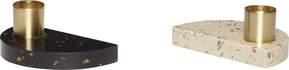 Świecznik Hübsch czarno-biały terrazzo 2 szt.