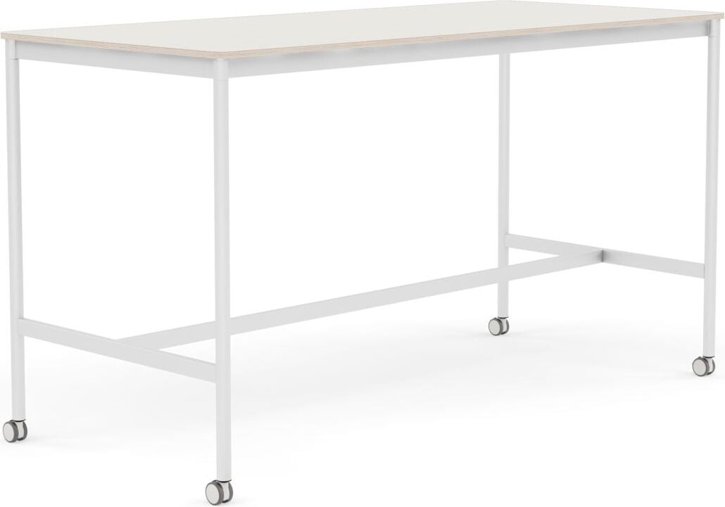 Stół na kółkach Base 85 x 190 x 105 cm biały nanolaminat nogi białe