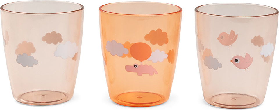 Kubki dziecięce Happy Clouds różowo-pomarańczowe 3 szt.