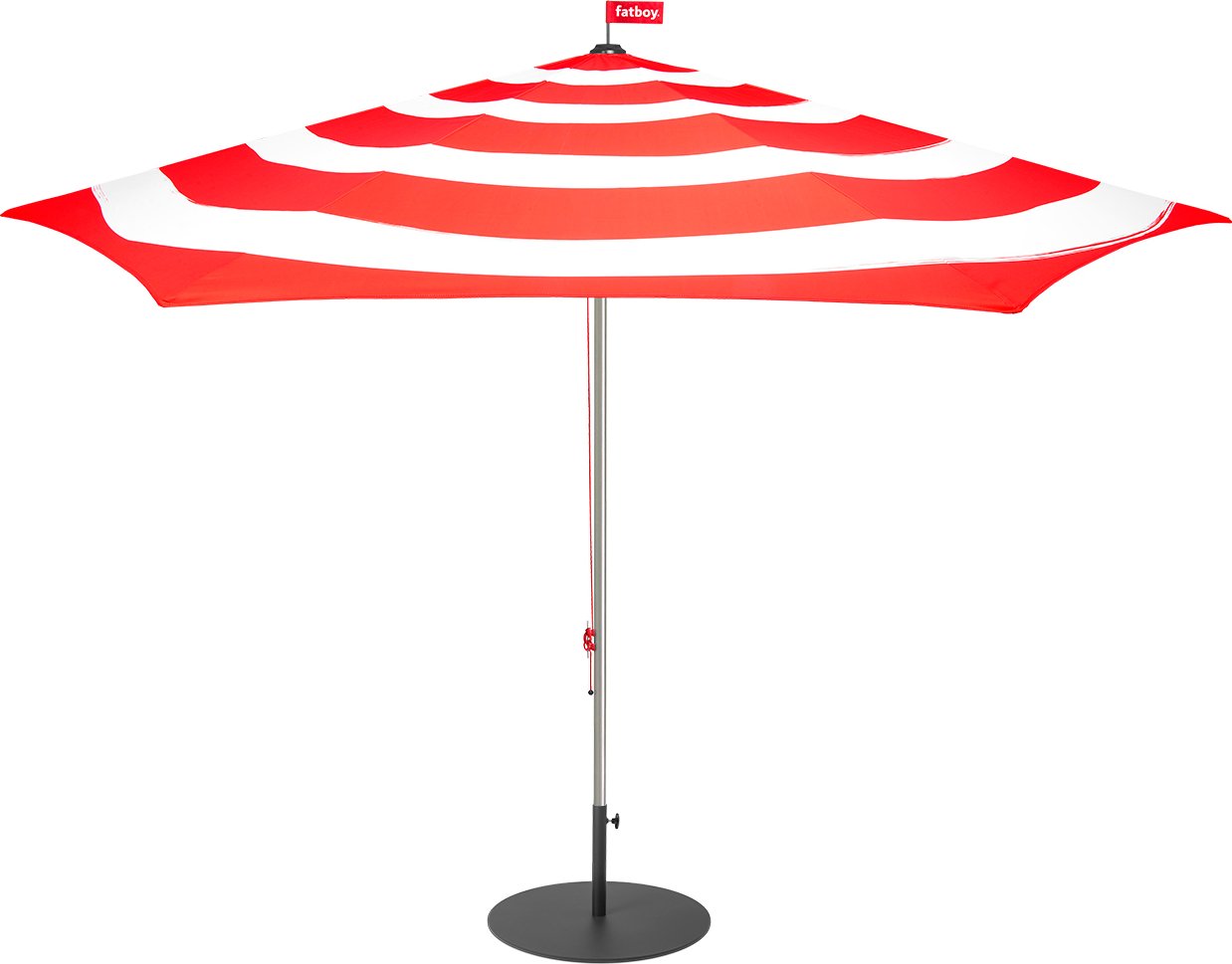 Parasol ogrodowy Stripesol czerwony z czarnym stojakiem