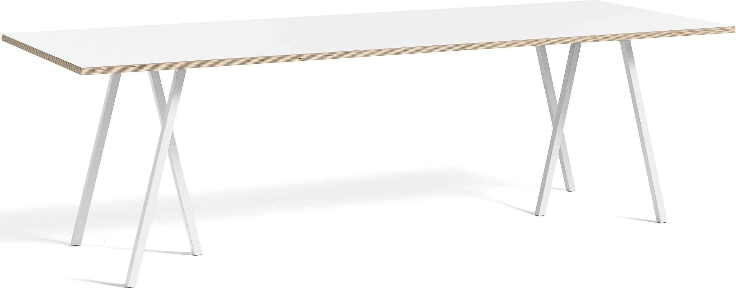 Stół Loop Stand 250 cm wzmocniony blat biały laminat nogi białe
