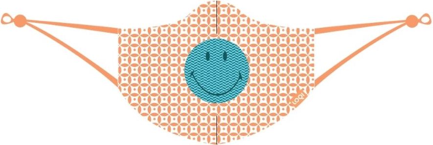 Maseczka ochronna LOQI Artist Smiley w geometryczny wzór czerwona