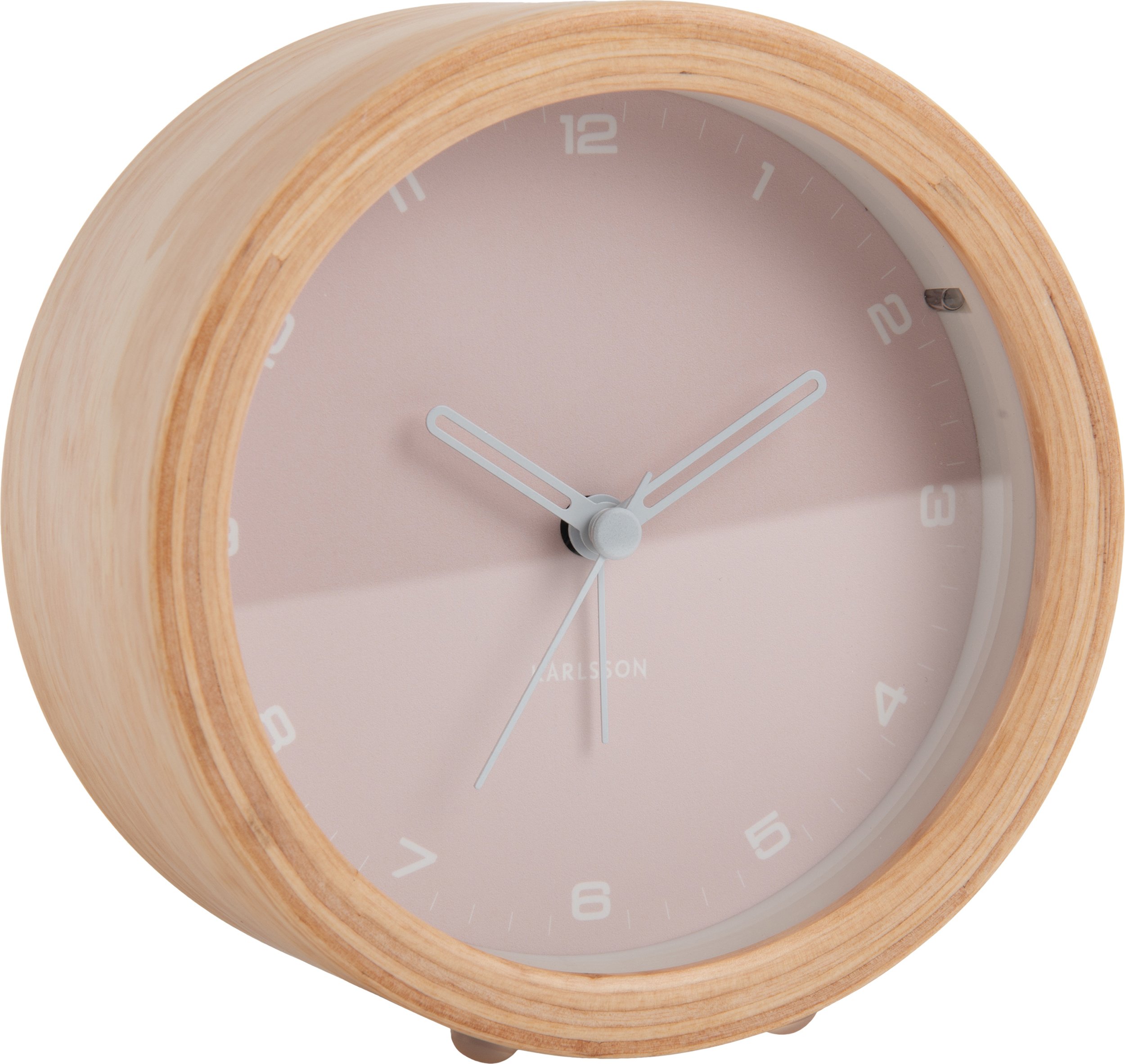 Budzik Gentle jasnoróżowy drewniany