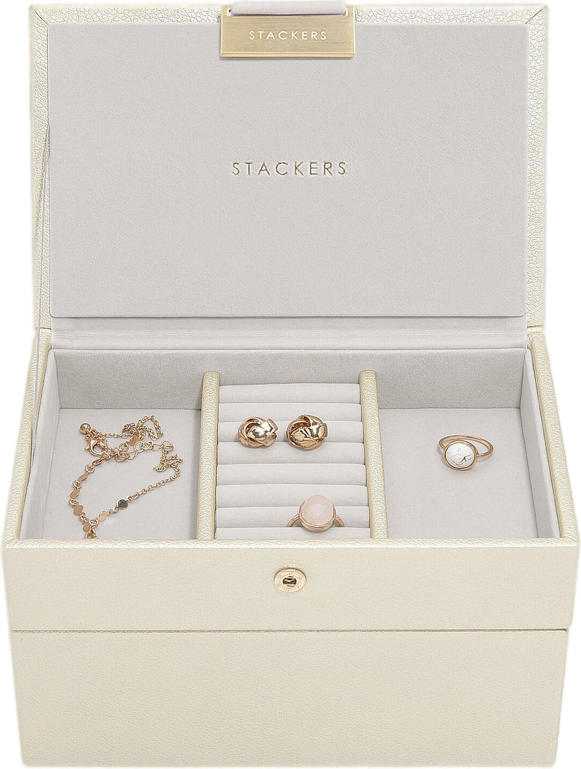 Szkatułka na biżuterię Stackers podwójna mini perłowa