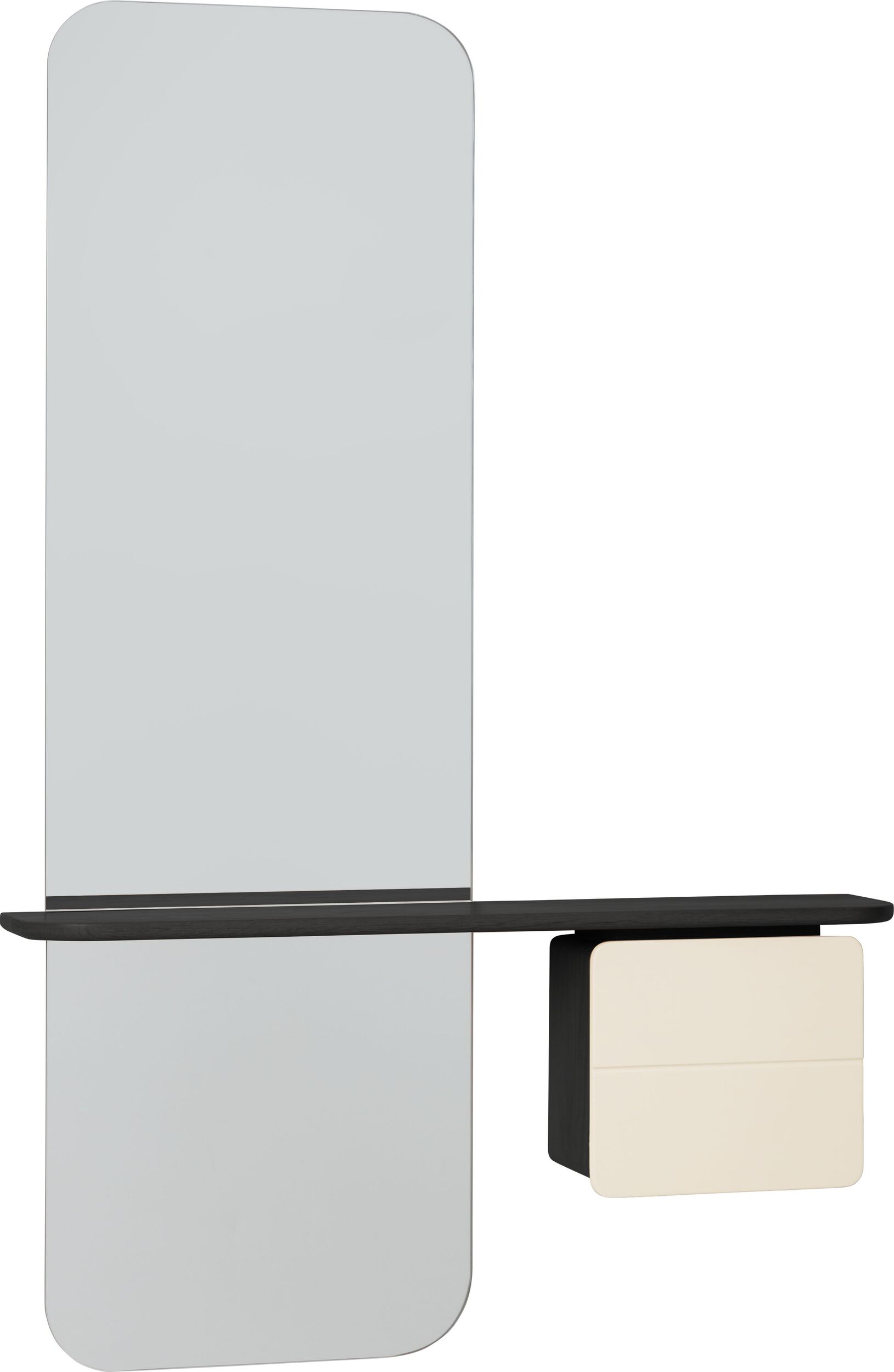 Lustro z półką One More Look czarny dąb szafka perłowa biel