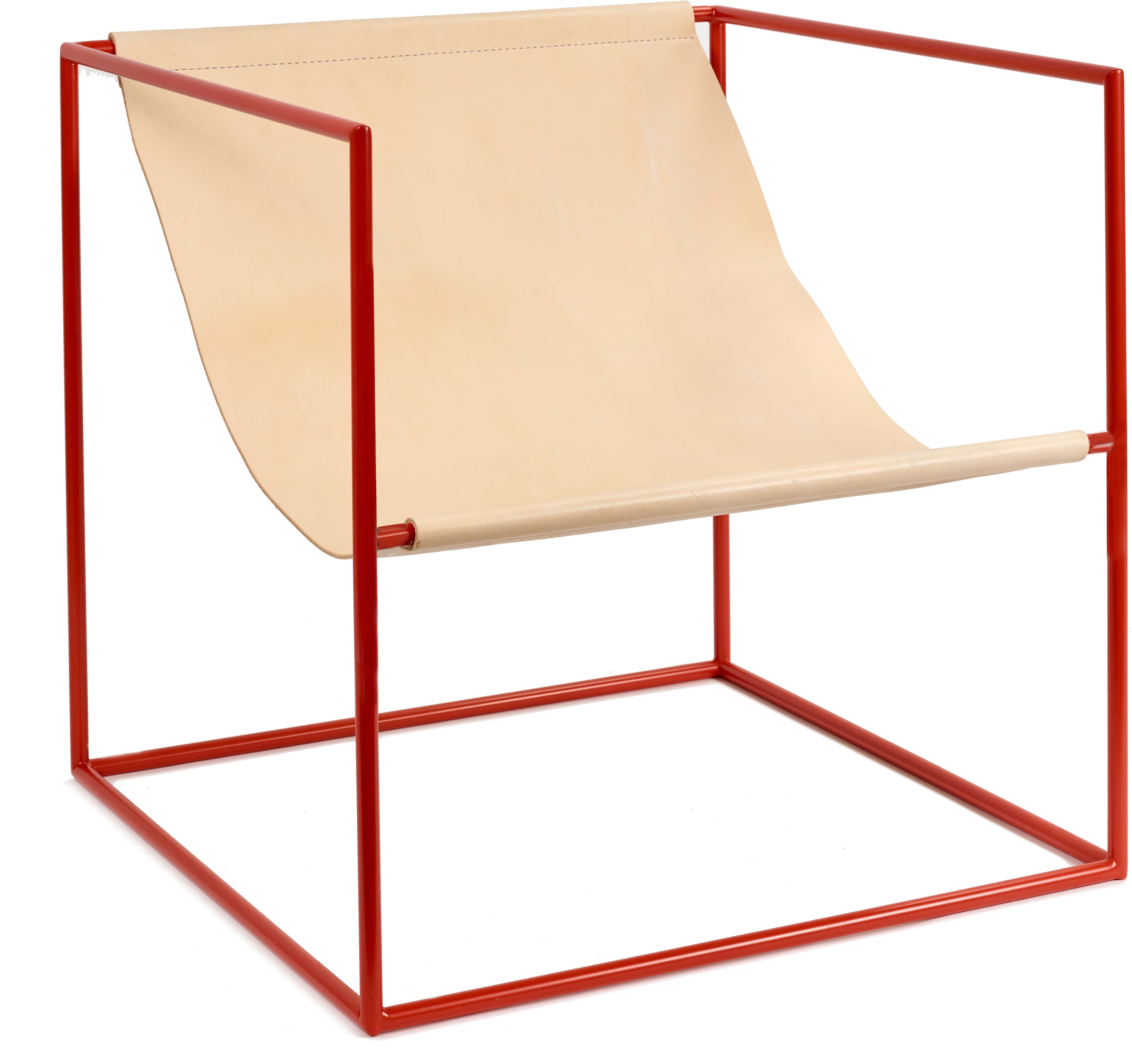 Leżak ogrodowy Solo 62 cm skórzany czerwona rama