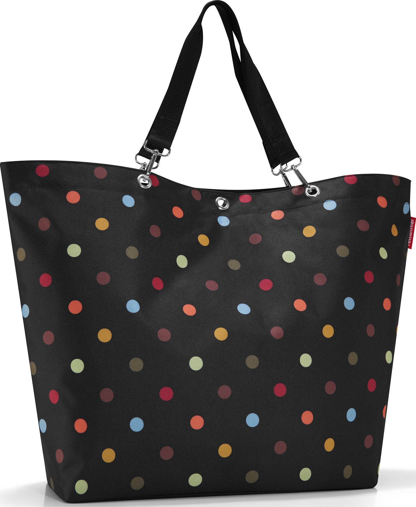 Torba Shopper w kolorowe kropki XL czarna
