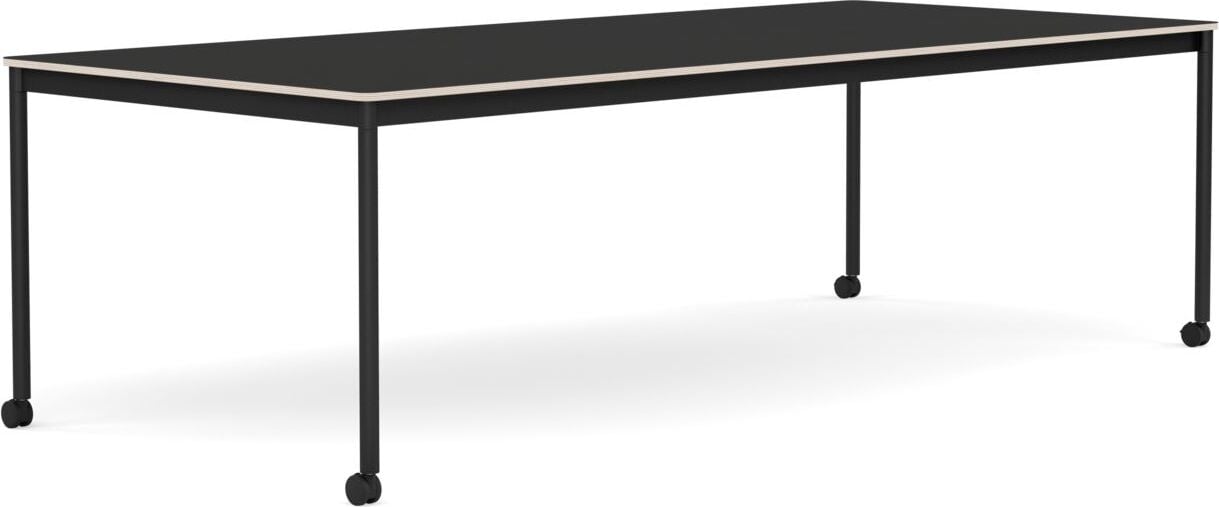 Stół na kółkach Base 110 x 250 cm czarny nanolaminat nogi czarne