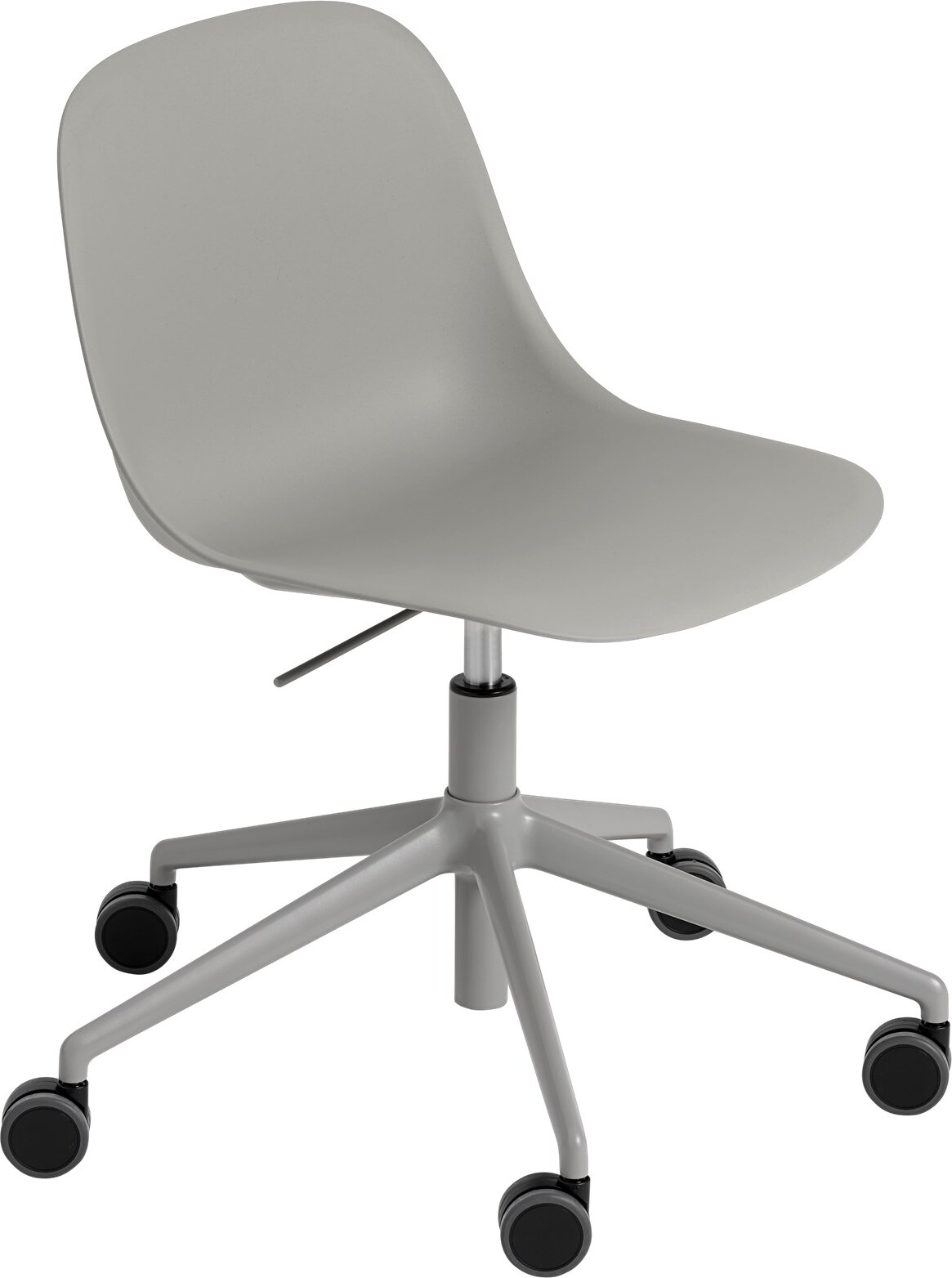 Krzesło na kółkach Fiber Swivel szare na aluminiowych nogach z regulacją wysokości