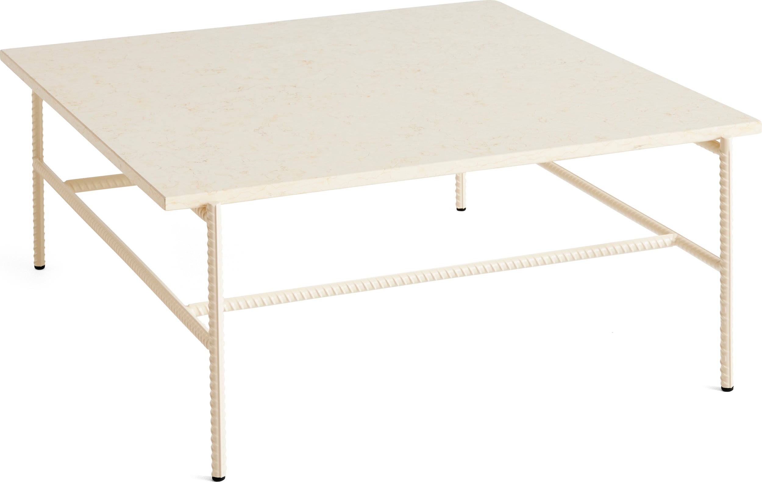 Stolik kawowy Rebar 80 x 84 x 33 cm beżowy marmur