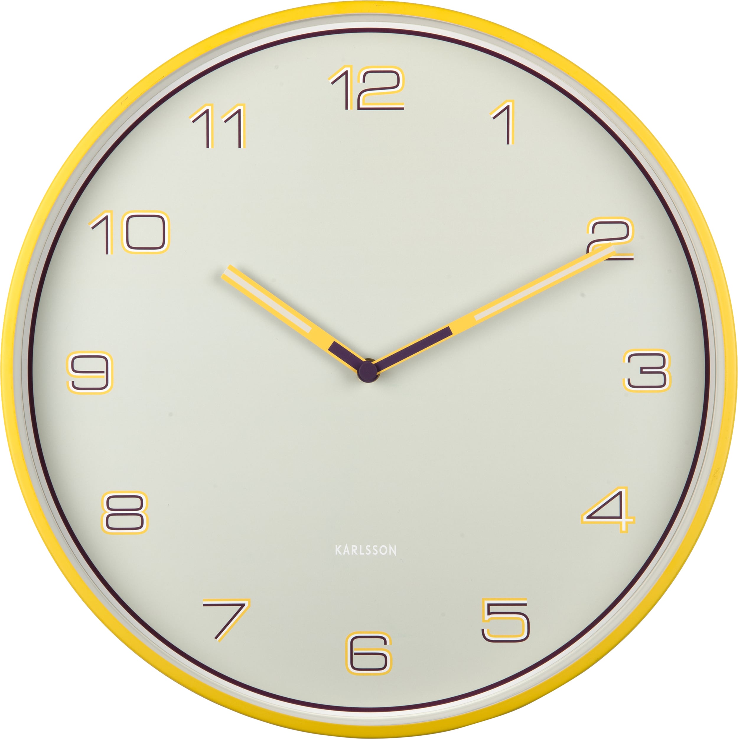 Zegar ścienny Lined Numbers żółty