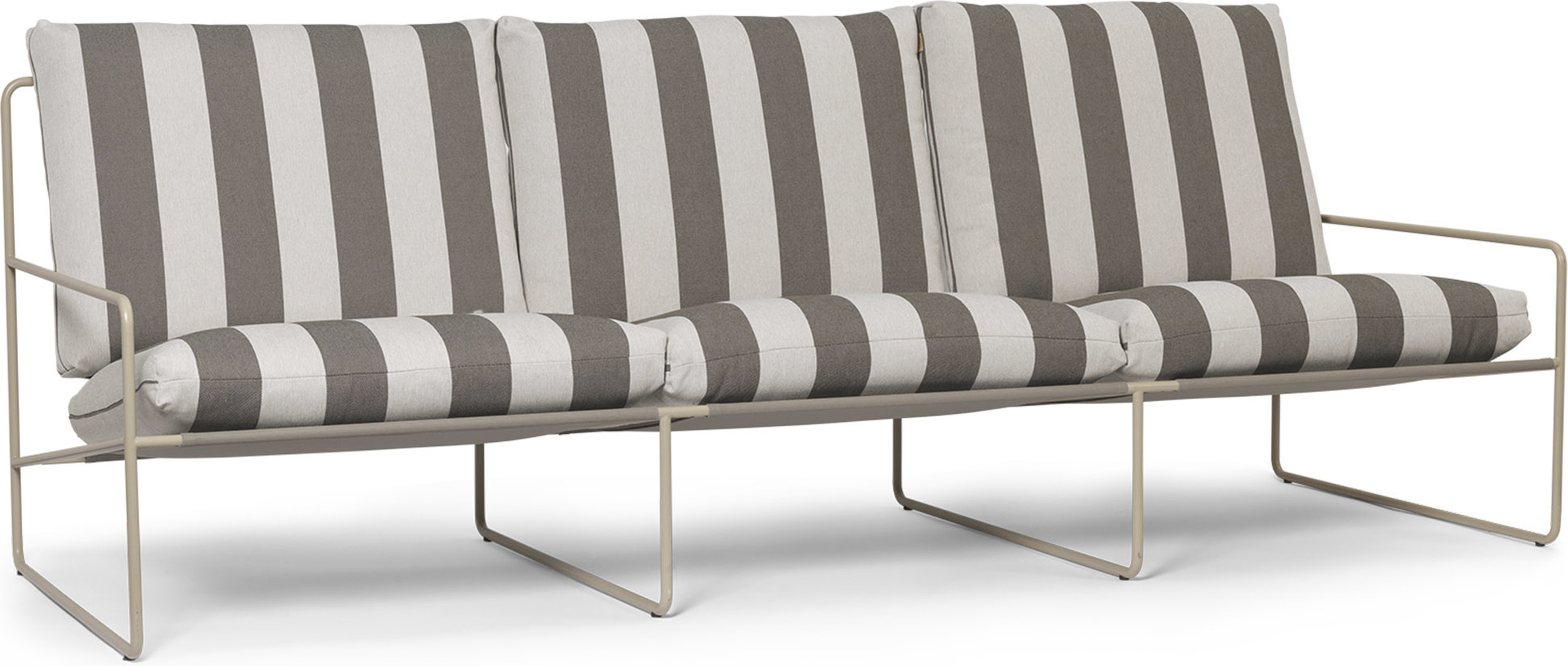 Sofa ogrodowa Desert Stripe potrójna z beżową ramą