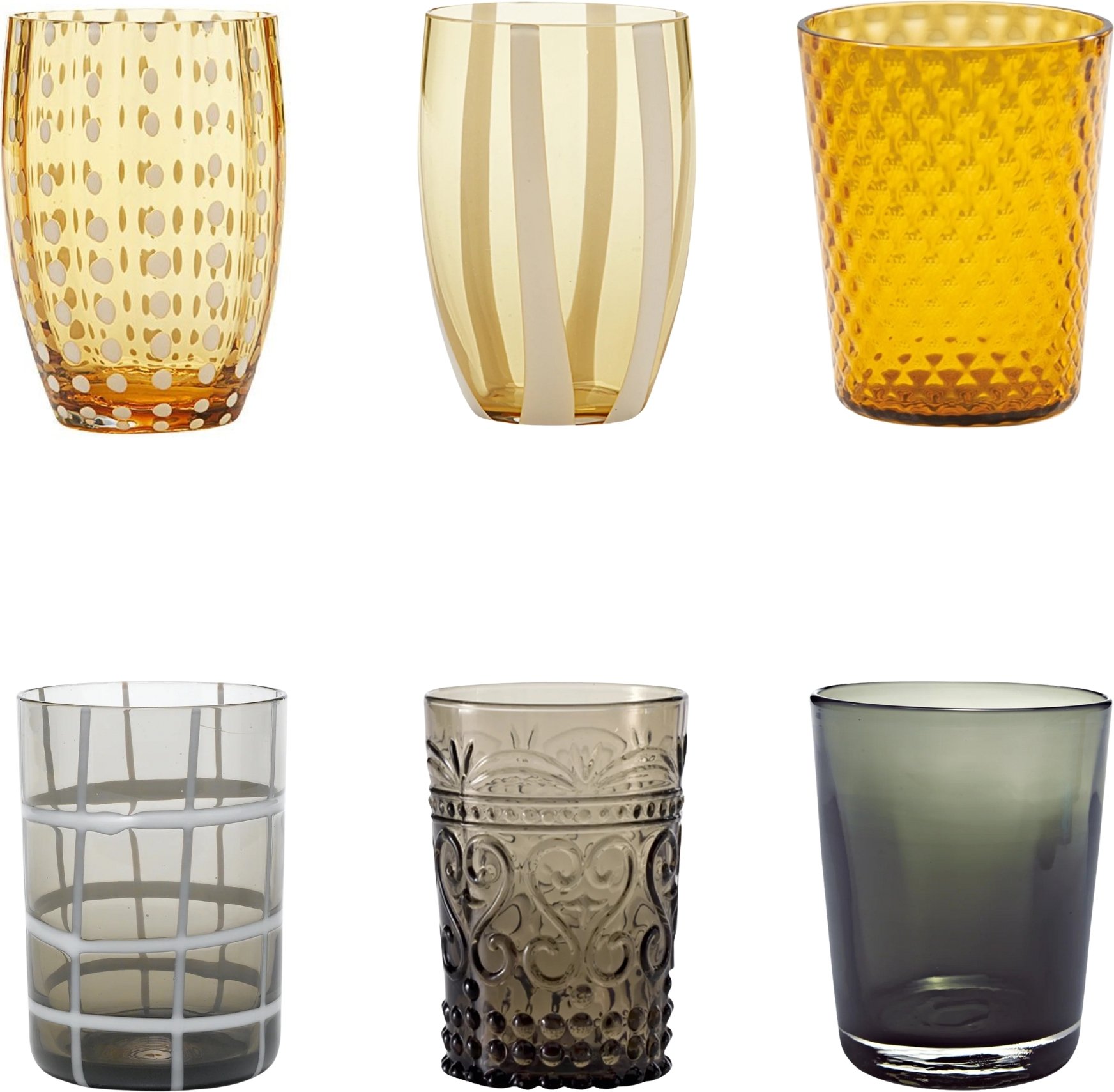 Szklanki Melting Pot szare i bursztynowe 6 szt.