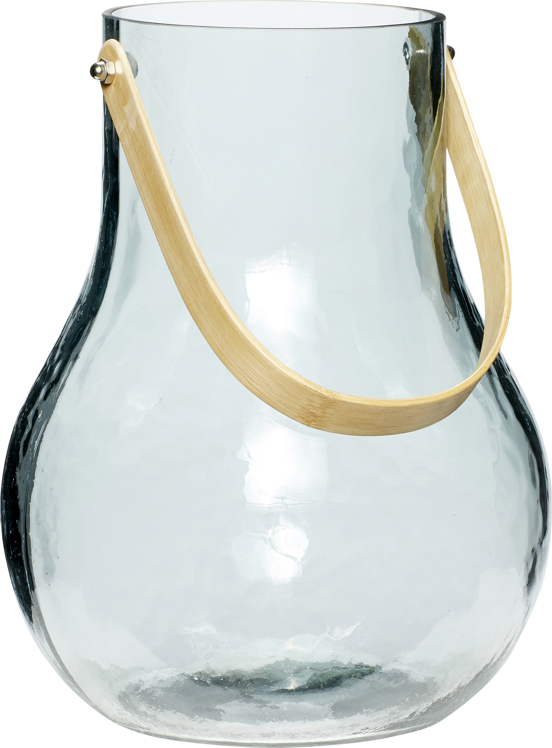 Wazon Hübsch niebieski szklany z uchwytem