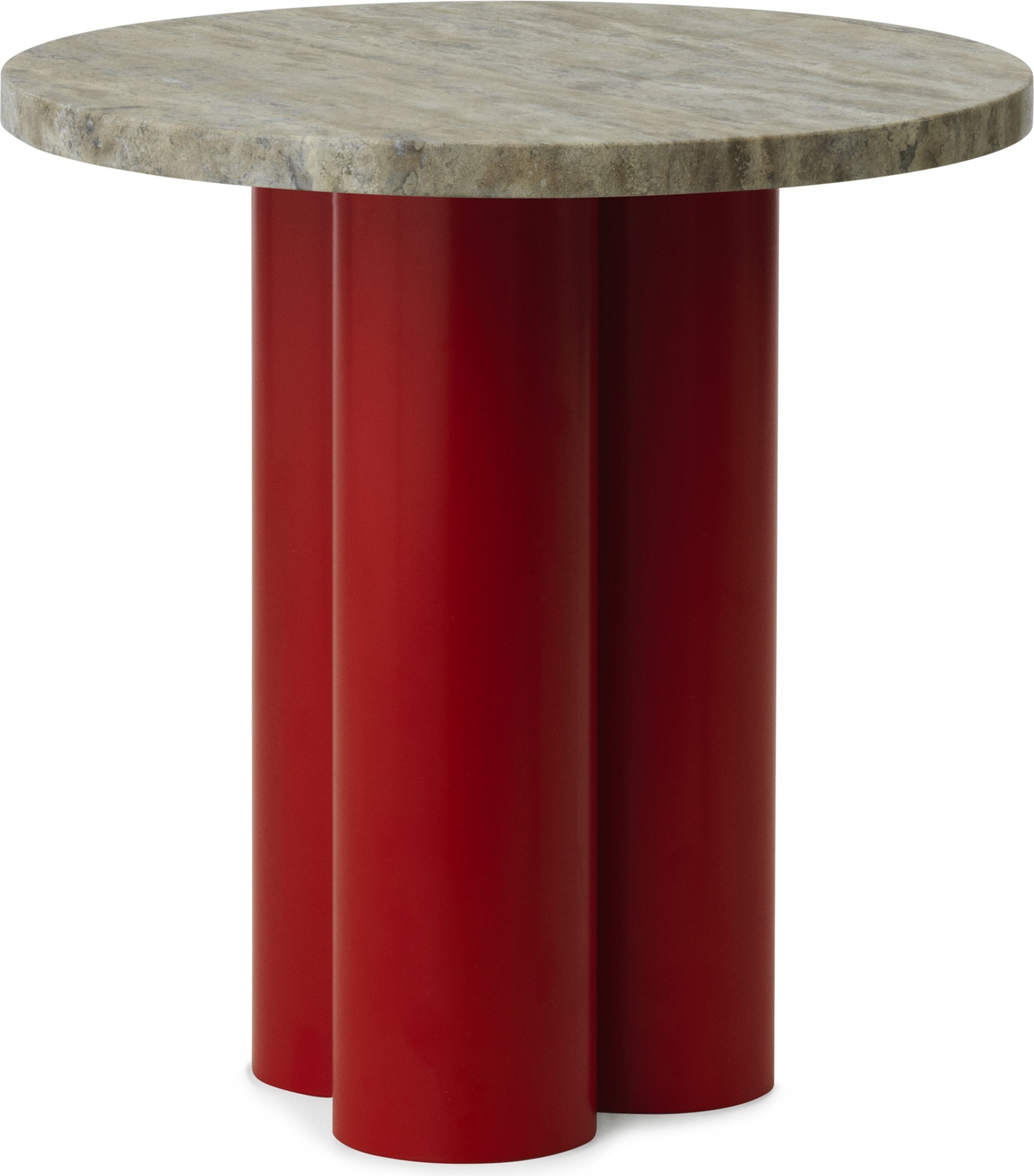 Stolik Dit Travertine Silver na czerwonych nogach