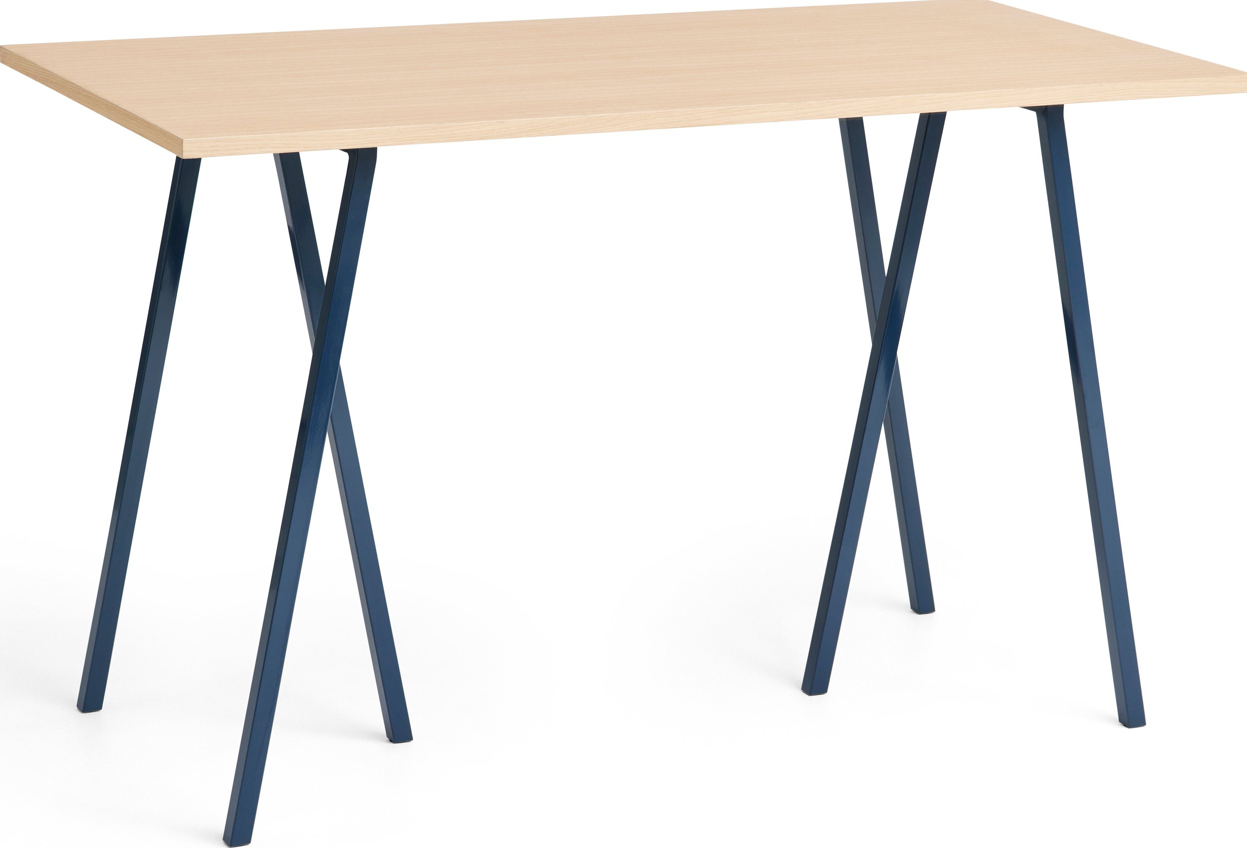 Stół Loop Stand wysoki 160 cm wzmocniony blat dąb lakierowany nogi granatowe