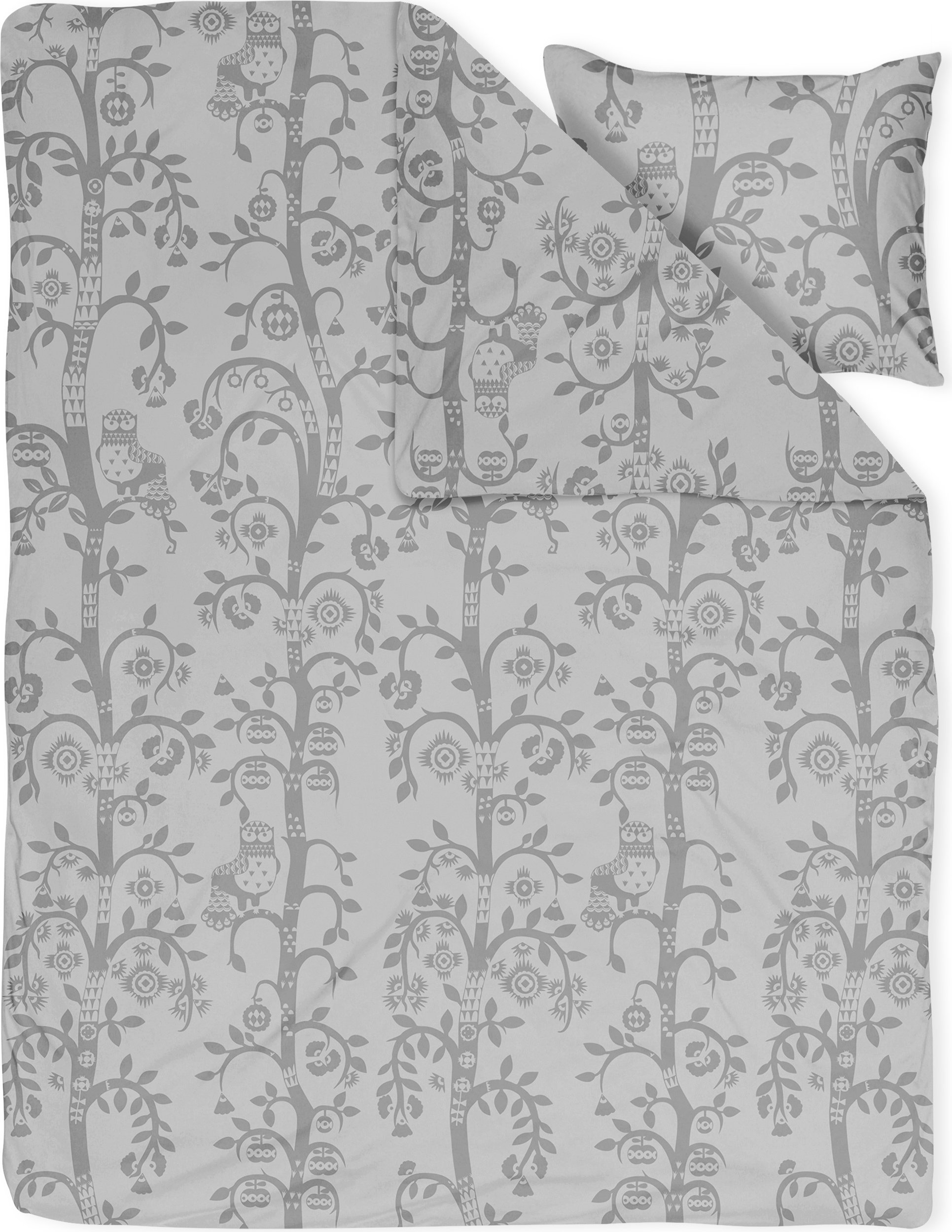 Pościel Taika 150 x 210 cm szara z poszewką na poduszkę 50 x 60 cm