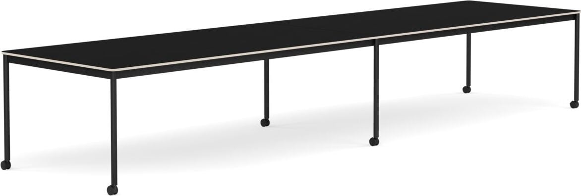 Stół na kółkach Base 110 x 440 cm czarny laminowany nogi czarne