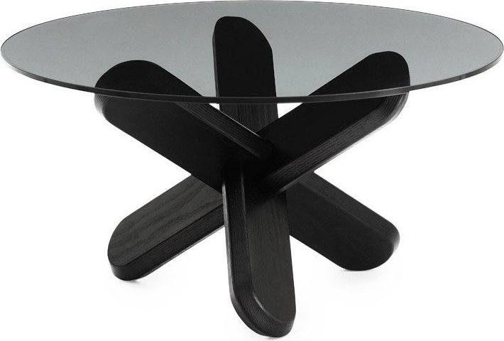 Stolik Ding czarny z przydymionym blatem