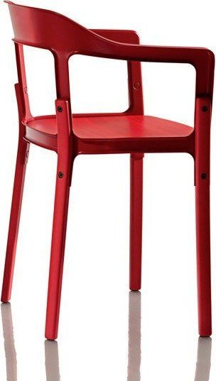 Krzesło Steelwood nogi i siedzisko czerwone oparcie czerwone