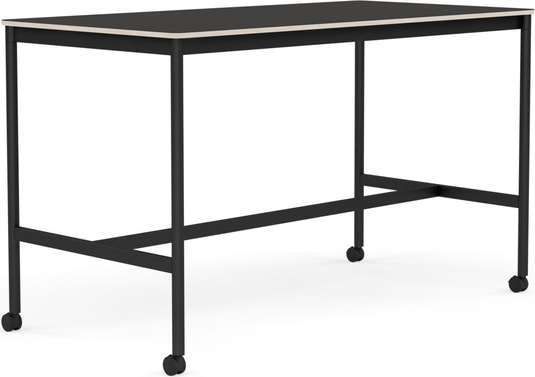 Stół na kółkach Base 80 x 160 x 95 cm czarny linoleum nogi czarne