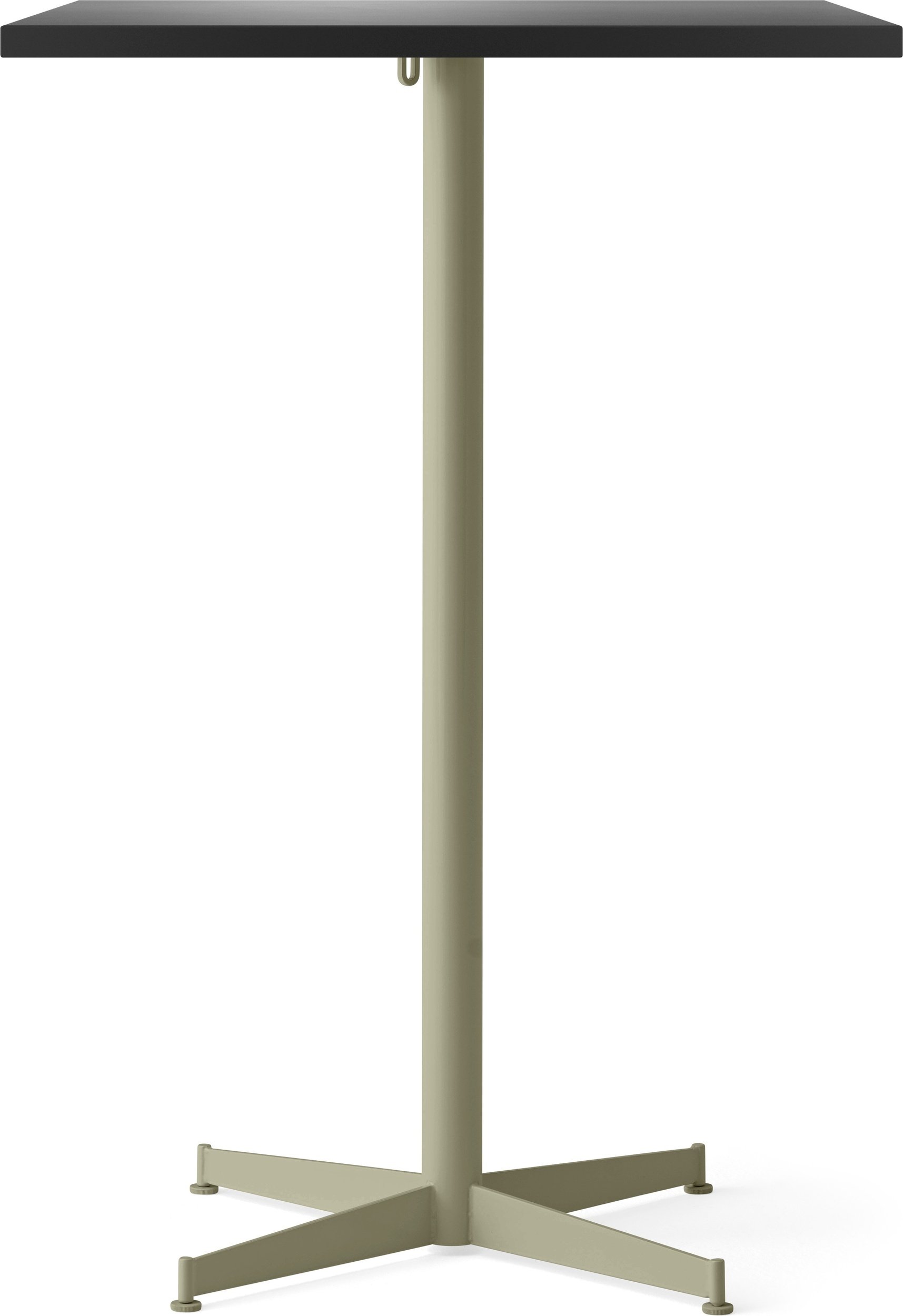 Stół barowy z oliwkową podstawą Nook Star Base Linoleum kwadratowy 103 cm czarny