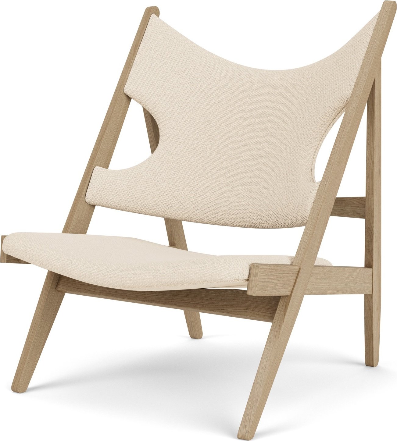 Fotel Knitting kremowy na dębowych nogach