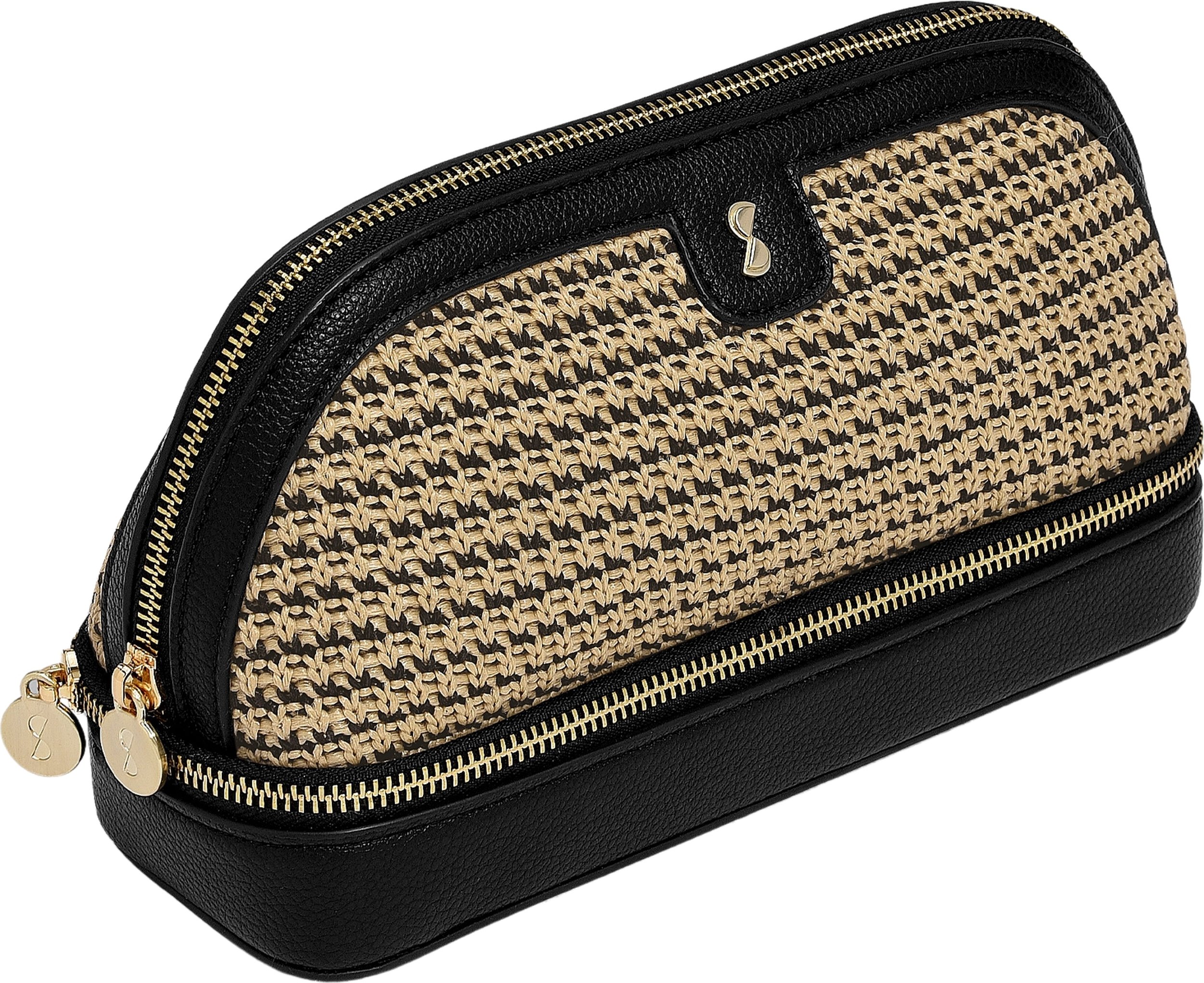 Kosmetyczka dwukomorowa Stackers Raffia czarna