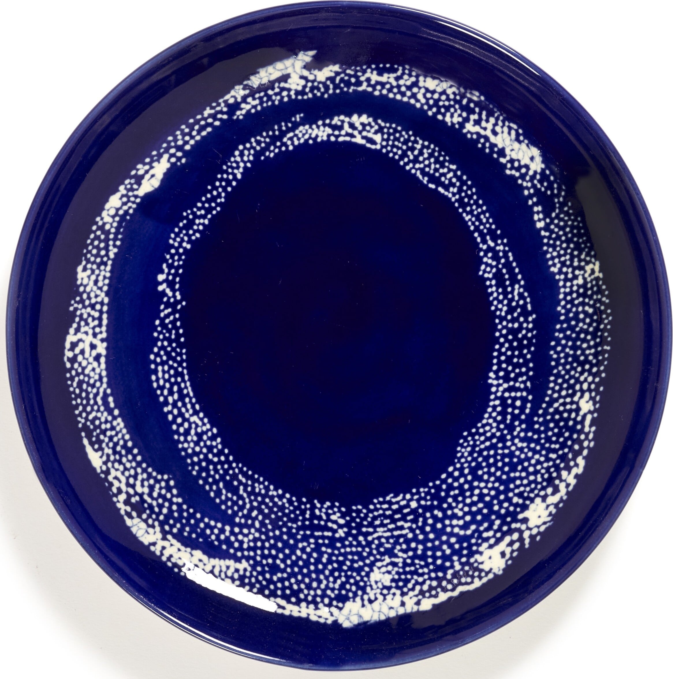 Talerze śniadaniowe Feast w kropki 19 cm ciemnoniebiesko-białe 2 szt.