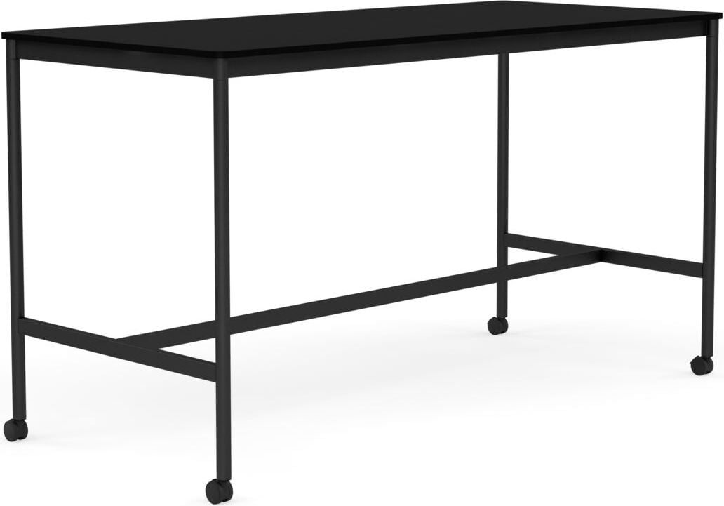 Stół na kółkach Base 85 x 190 x 105 cm czarny laminowany ABS nogi czarne