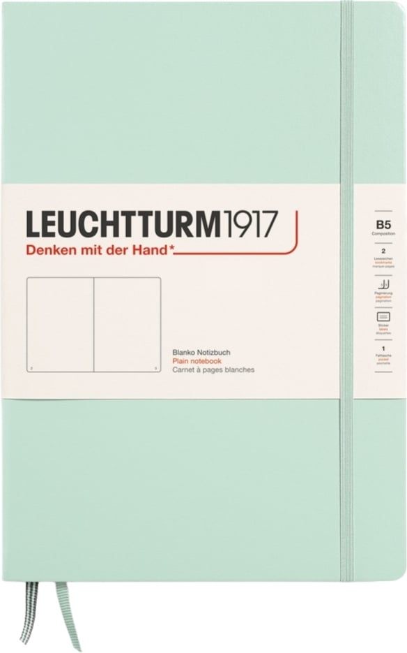Notes gładki w twardej oprawie Leuchtturm 1917 B5 219 stron miętowy 80 g/m²