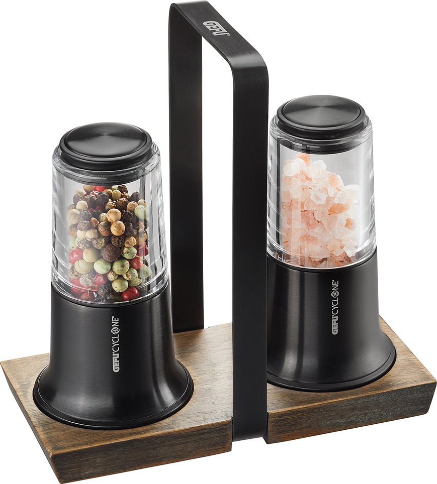 Młynki do soli i pieprzu X-Plosion czarne z podstawką 3 el.