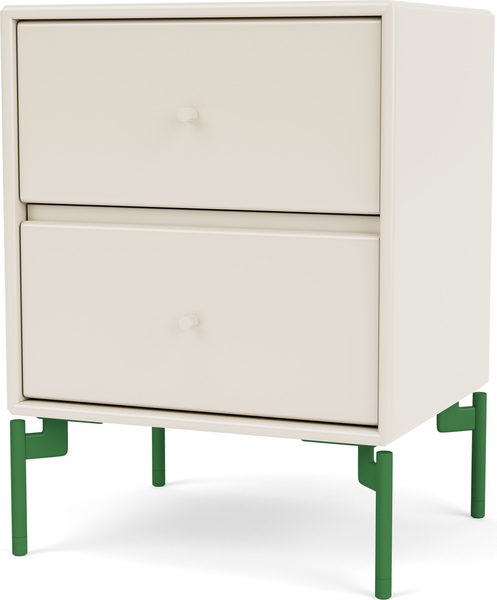 Szafka nocna Drift jasnobeżowa na zielonych nogach