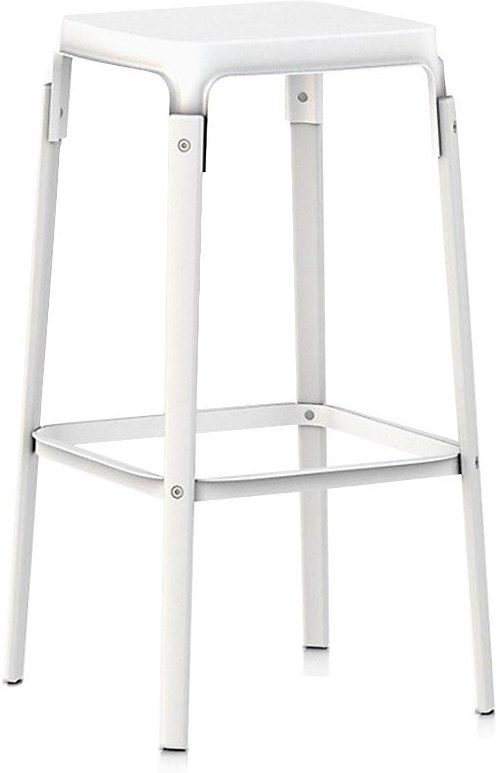 Stołek barowy Steelwood 68 cm nogi białe siedzisko białe